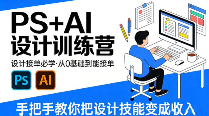 设计接单必学，PS+AI设计训练营，从0基础到能接单，手把手教你把设计技能变成收入-柚子网创