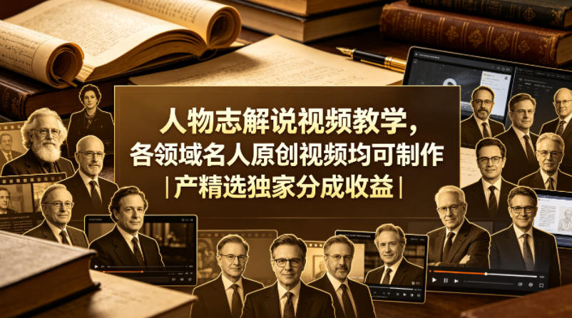 人物志解说视频教学，各领域名人原创视频均可制作丨精选独家分成收益-柚子网创