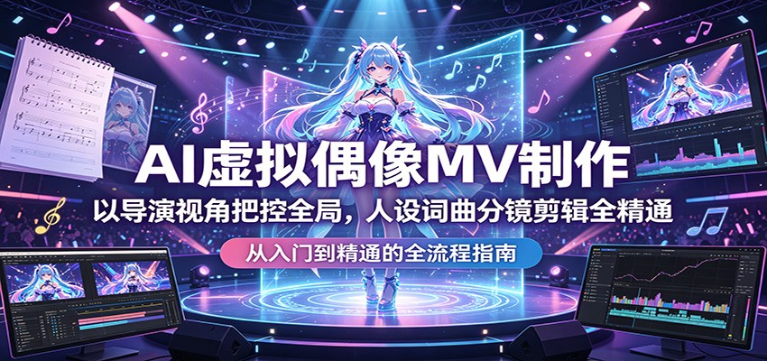 AI虚拟偶像MV制作：以导演视角把控全局，人设词曲分镜剪辑全精通-柚子网创