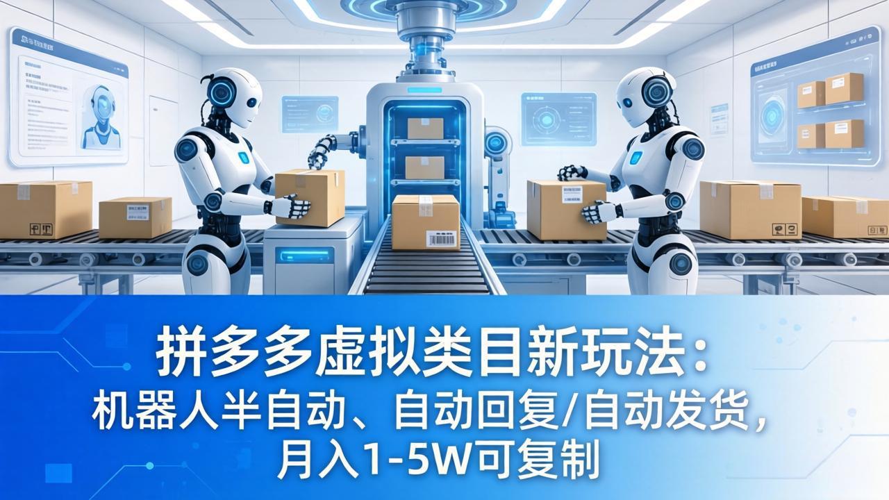 拼多多虚拟类目新玩法：机器人半自动、自动回复 /自动发货，月入 1-5W 可复制-柚子网创