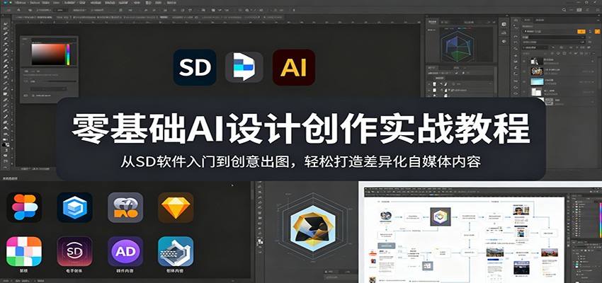 零基础AI设计创作实战教程：从SD软件入门到创意出图，轻松打造差异化自媒体内容-柚子网创