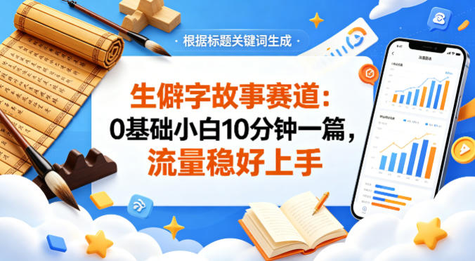 公众号流量主——生僻字故事赛道，流量稳，好上手，0基础小白也能10分钟一篇-柚子网创
