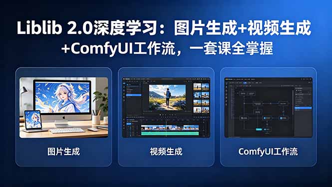 Liblib 2.0深度学习：图片生成+视频生成+ComfyUI工作流，一套课全掌握-柚子网创