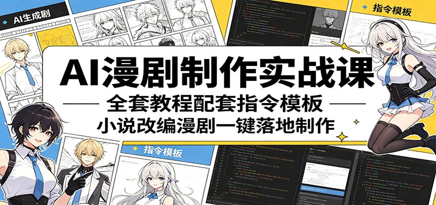 AI漫剧制作实战课：全套教程配套指令模板，小说改编漫剧一键落地制作-柚子网创
