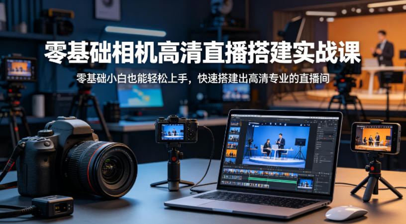零基础相机高清直播间搭建实战课，小白也能轻松上手，快速搭建出高清专业的直播间-柚子网创