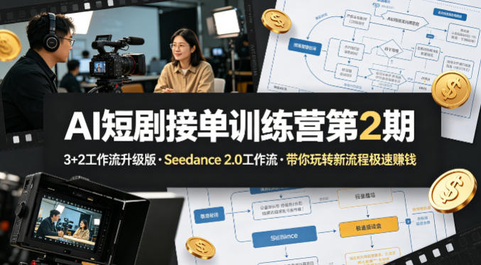 AI短剧接单训练营第2期，3+2工作流升级版，Seedance 2.0工作流，带你玩转新流程极速賺钱-柚子网创