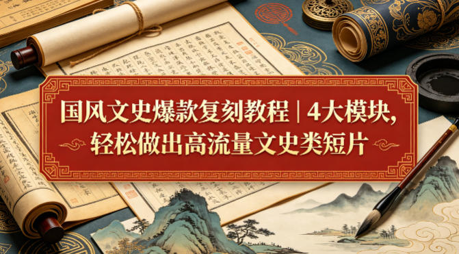 国风文史爆款复刻教程｜4大模块，轻松做出高流量文史类短片-柚子网创