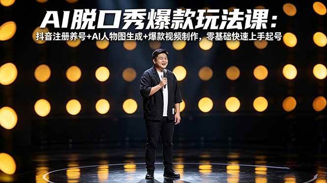 （18012期）AI脱口秀爆款玩法课：抖音注册养号+AI人物图生成+爆款视频制作，零基础快速上手起号-柚子网创