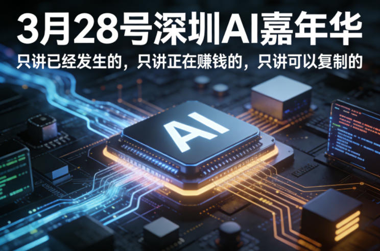 3月28号深圳AI嘉年华，只讲已经发生的，只讲正在賺钱的，只讲可以复制的-柚子网创