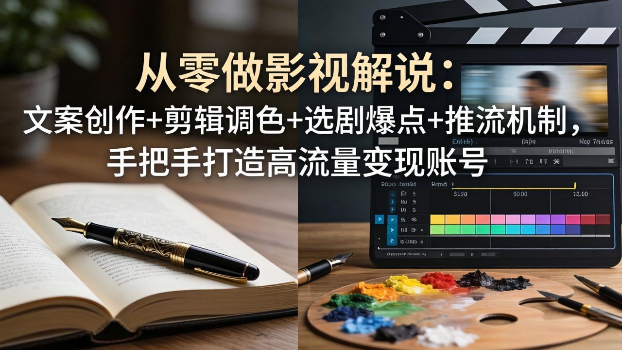 从零做影视解说：文案创作+剪辑调色+选剧爆点+推流机制，手把手打造高流量变现账号-柚子网创