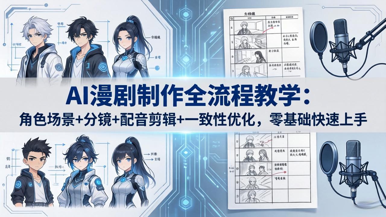 AI漫剧制作全流程教学：角色场景+分镜+配音剪辑+一致性优化，零基础快速上手-柚子网创
