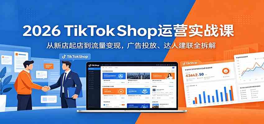2026 TikTokShop运营实战课：从新店起店到流量变现，广告投放、达人建联全拆解-柚子网创