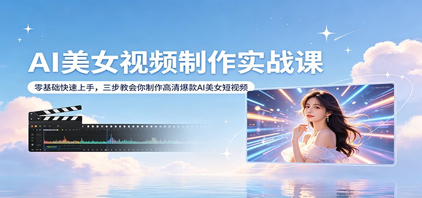 AI美女视频制作实战课：零基础快速上手，三步教会你制作高清爆款AI美女短视频-柚子网创