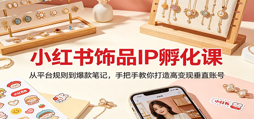 小红书饰品IP孵化课：从平台规则到爆款笔记，手把手教你打造高变现垂直账号-柚子网创