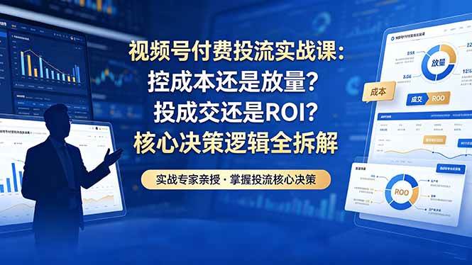 （18462期）视频号付费投流实战课-5月：控成本还是放量？投成交还是ROI？核心决策逻辑全拆解-柚子网创