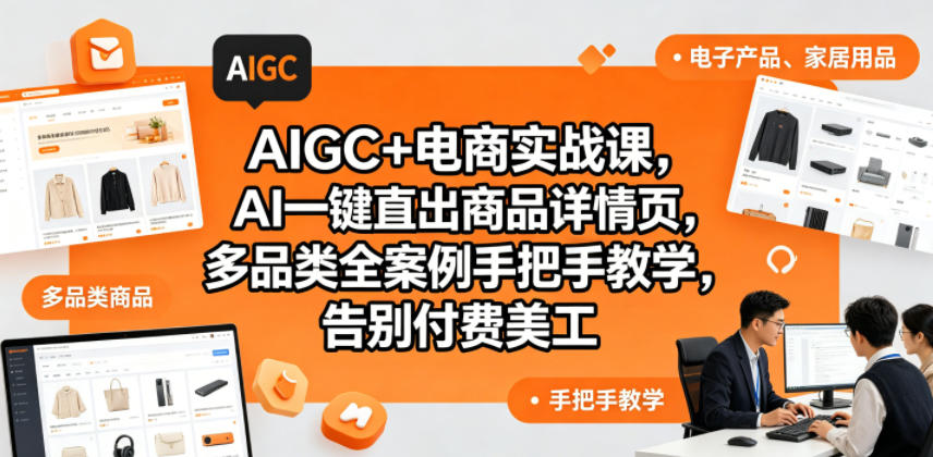 AIGC+电商实战课，AI一键直出商品详情页，多品类全案例手把手教学，告别付费美工-柚子网创