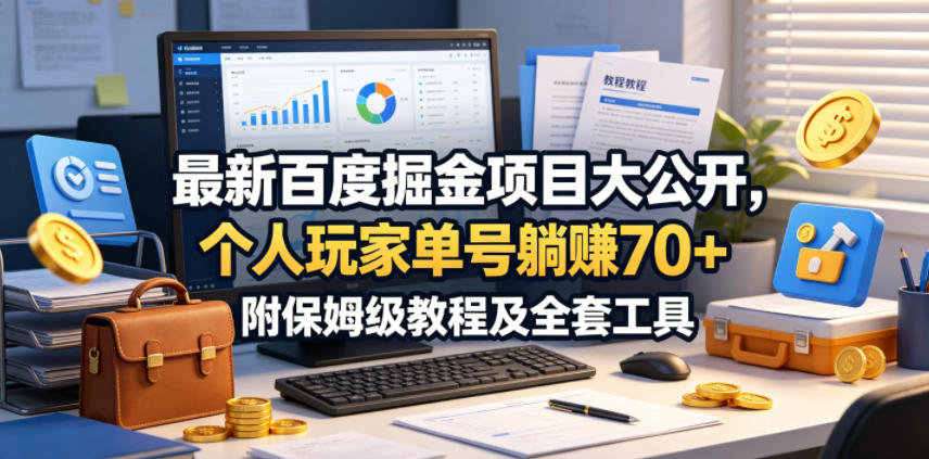 最新百度掘金项目大公开，个人玩家单号躺賺70+，附保姆级教程及全套工具【揭秘】-柚子网创