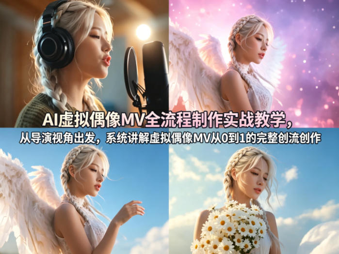 AI虚拟偶像MV全流程制作实战教学，从导演视角出发，系统讲解虚拟偶像MV从0到1的完整创作流程-柚子网创