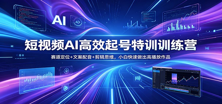 短视频AI高效起号特训训练营：赛道定位+文案配音+剪辑思维，小白快速做出高播放作品-柚子网创