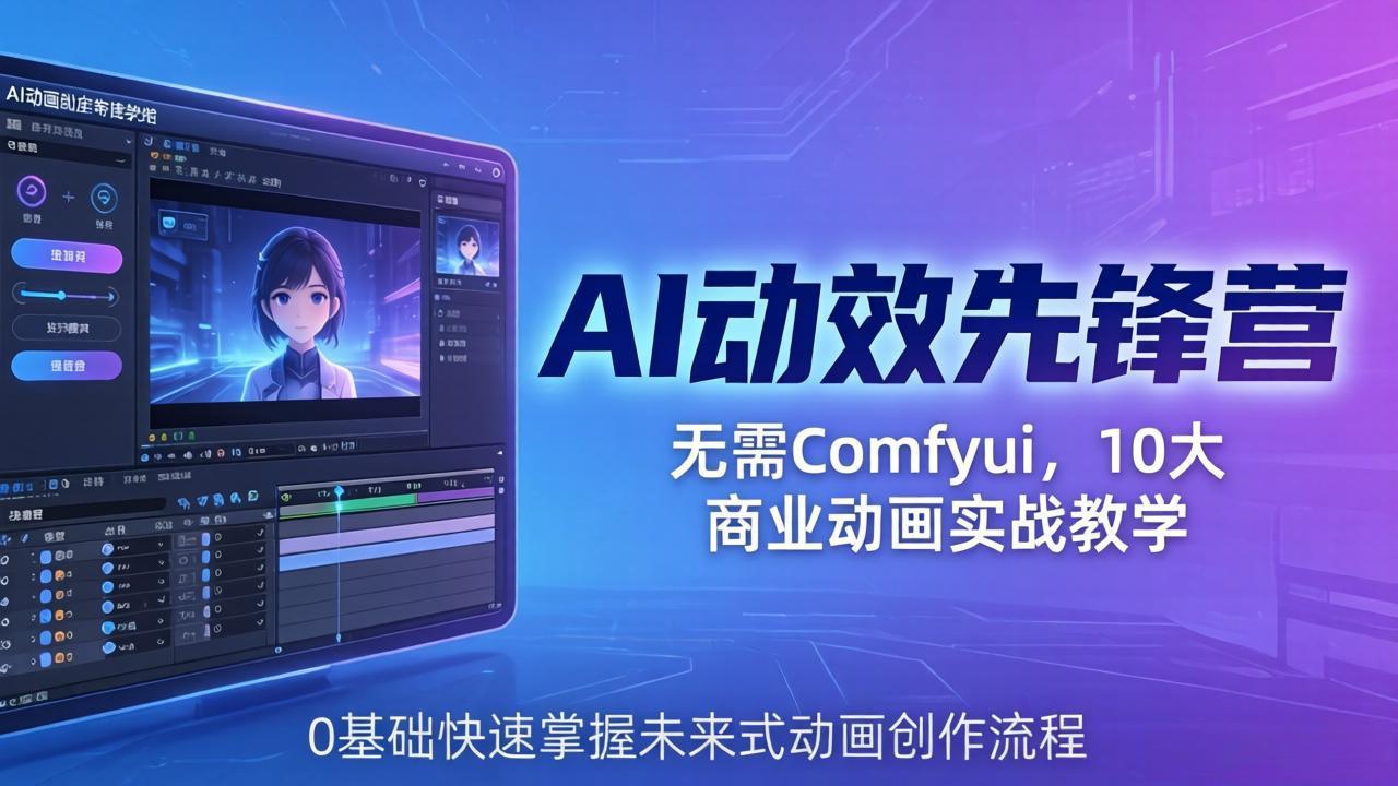 AI 动效先锋营：无需Comfyui，10大商业动画实战教学，0基础快速掌握未来式动画创作流程-柚子网创