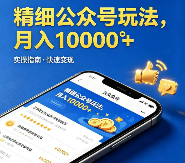 精细化公众号玩法，我们给你提供文章，你来负责发布，收益可观，月入1W+【揭秘】-柚子网创