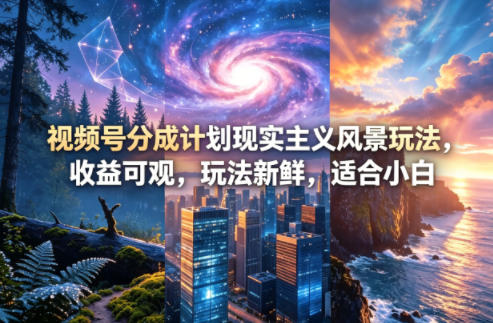 视频号分成计划现实主义风景玩法，收益可观，玩法新鲜，适合小白-柚子网创
