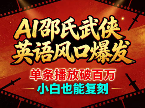 AI邵氏武侠英语风口爆发，单条播放破百万，小白也能复刻-柚子网创