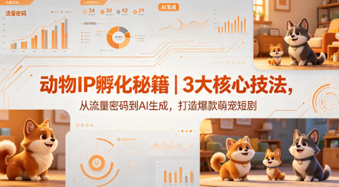 动物IP孵化秘籍｜3大核心技法，从流量密码到AI生成，打造爆款萌宠短剧-柚子网创
