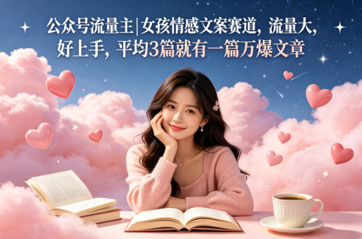 公众号流量主女孩情感文案赛道，流量大，好上手，平均3篇就有一篇万爆文章-柚子网创