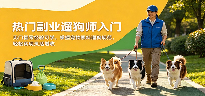 热门副业遛狗师入门，无门槛零经验可学，掌握宠物照料遛狗规范，轻松实现灵活增收-柚子网创