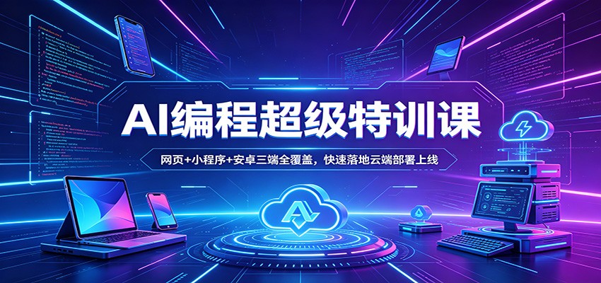AI编程超级特训课：网页+小程序+安卓三端全覆盖，快速落地云端部署上线-柚子网创