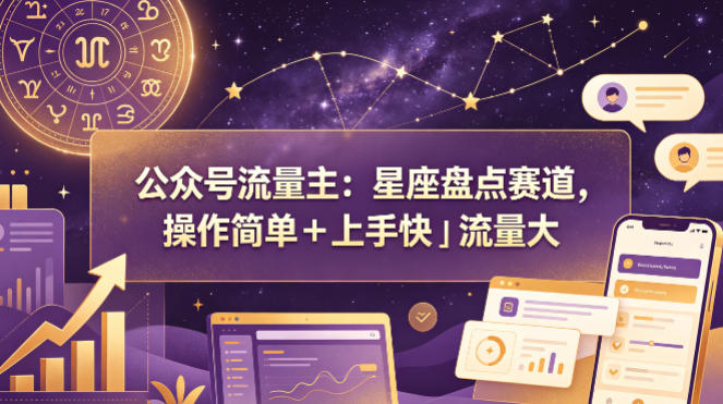 公众号流量主：星座盘点赛道，操作简单＋上手快＋流量大-柚子网创