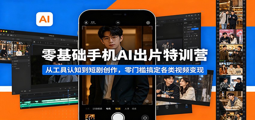 零基础手机AI出片特训营：从工具认知到短剧创作，零门槛搞定各类视频变现-柚子网创