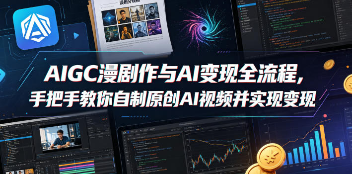 AIGC漫剧创作与AI变现全流程，手把手教你自制原创AI视频并实现变现-柚子网创