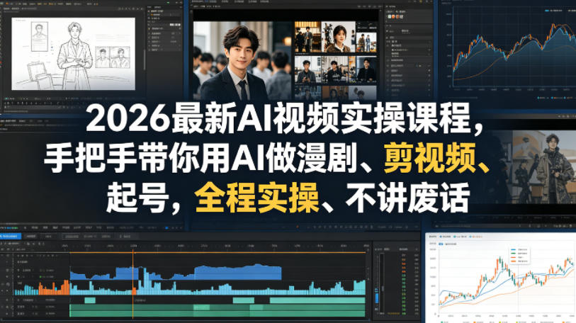 2026最新AI视频实操课程，手把手带你用AI做漫剧、剪视频、起号，全程实操、不讲废话-柚子网创