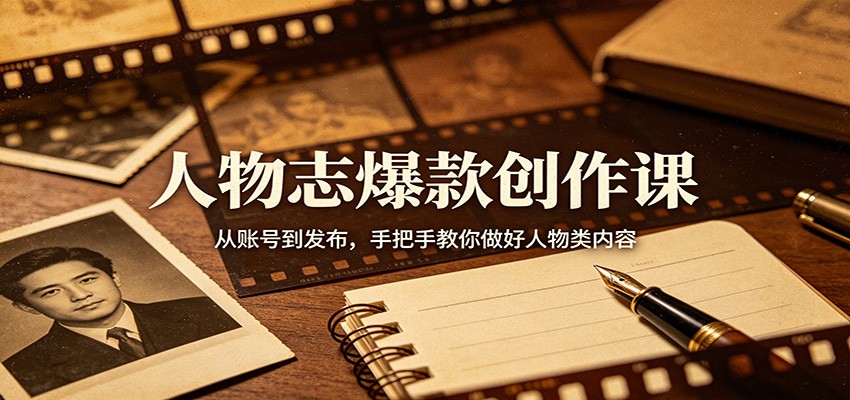 人物志爆款创作课：从账号到发布，手把手教你做好人物类内容-柚子网创