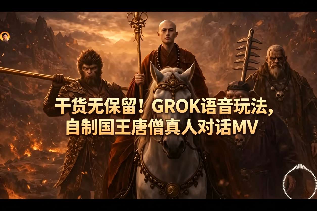 干货无保留！GROK语音玩法，自制国王唐僧真人对话MV-柚子网创
