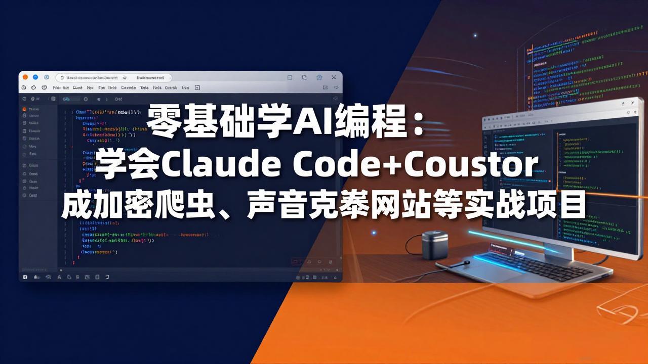 零基础学AI编程：学会Claude Code+Cursor完成加密爬虫、声音克隆网站等实战项目-柚子网创