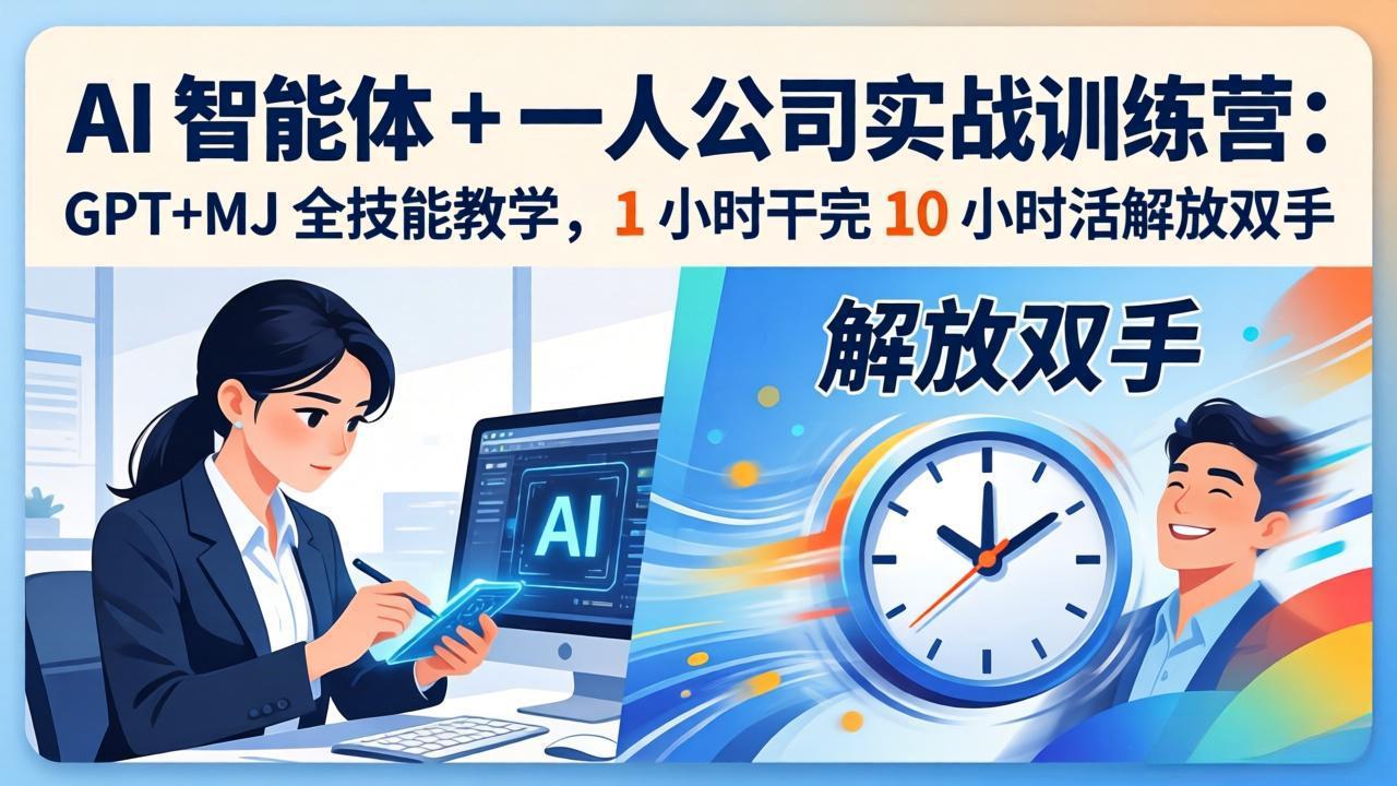 AI 智能体 + 一人公司实战训练营：GPT+MJ 全技能教学，1 小时干完 10 小时活解放双手-柚子网创