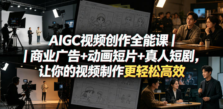 AIGC视频创作全能课｜商业广告+动画短片+真人短剧，让你的视频制作更轻松高效-柚子网创
