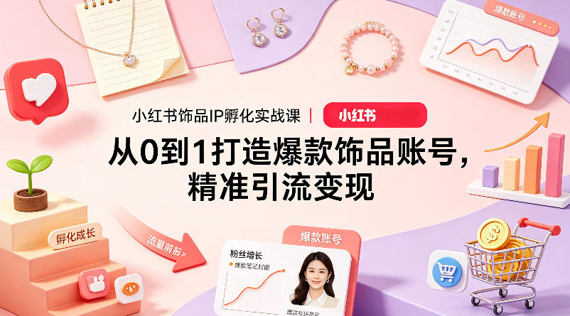 小红书饰品IP孵化实战课｜从0到1打造爆款饰品账号，精准引流变现-柚子网创