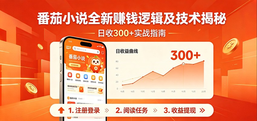 番茄小说全新赚钱逻辑及技术日收300+，小白新书皆可做！无脑赚就行了！-柚子网创