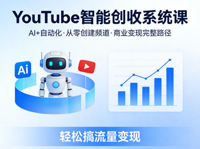 YouTube智能创收系统课，AI+自动化，从零创建YouTube频道并实现商业变现的完整路径，轻松搞流量变现-柚子网创