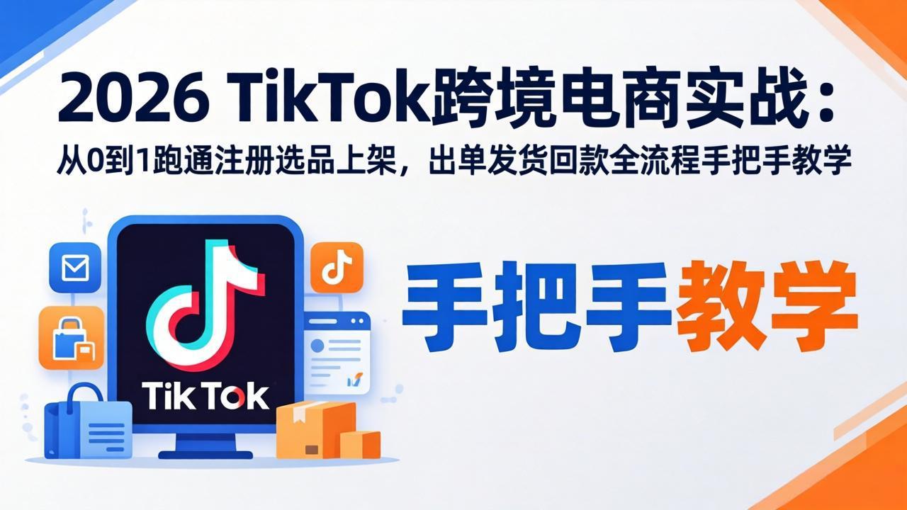 2026TikTok跨境电商实战-更新：从0到1跑通注册选品上架，出单发货回款全流程手把手教学-柚子网创