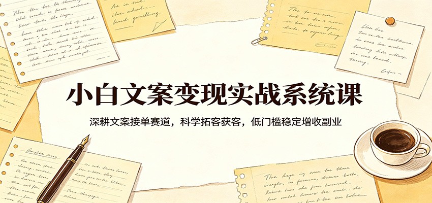 小白文案变现实战系统课：深耕文案接单赛道，科学拓客获客，低门槛稳定增收副业-柚子网创