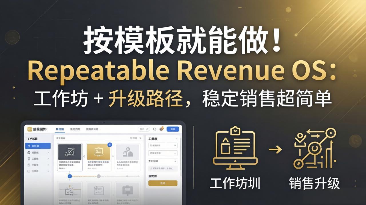 按模板就能做！Repeatable Revenue OS：工作坊 + 升级路径，稳定销售超简单-柚子网创