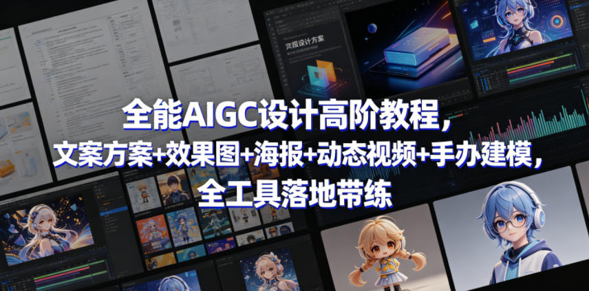 全能AIGC设计高阶教程，文案方案+效果图+海报+动态视频+手办建模，全工具落地带练-柚子网创