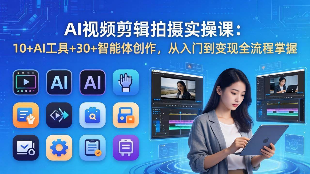 （17818期）AI 视频剪辑拍摄实操课：10+AI工具+30+智能体创作，从入门到变现全流程掌握-柚子网创