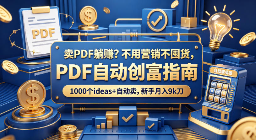 卖PDF躺賺？不用营销不囤货，PDF自动创富指南，1000个ideas+自动卖，新手月入9k刀【原创双语字幕】-柚子网创