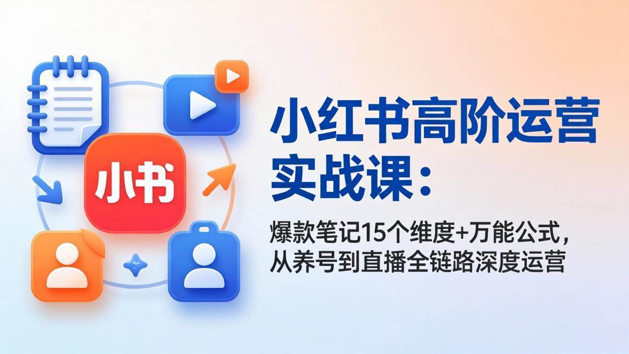 （17844期）小红书高阶运营实战课：爆款笔记15个维度+万能公式，从养号到直播全链路深度运营-柚子网创